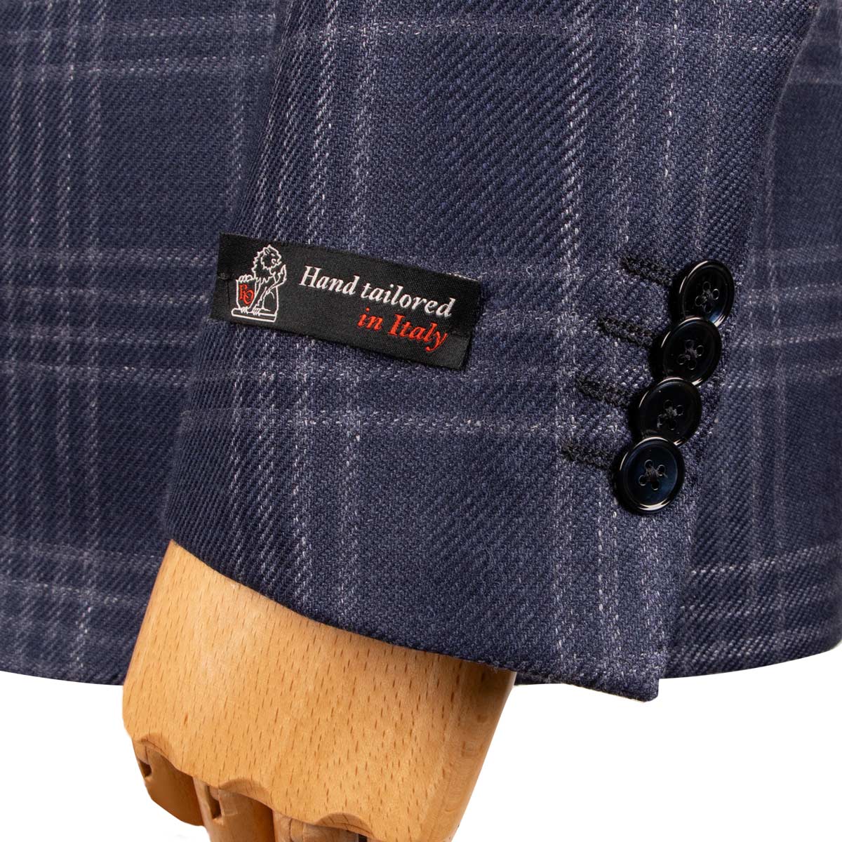 Navy Check Wool, Silk &amp; Linen Jacket Robert Old