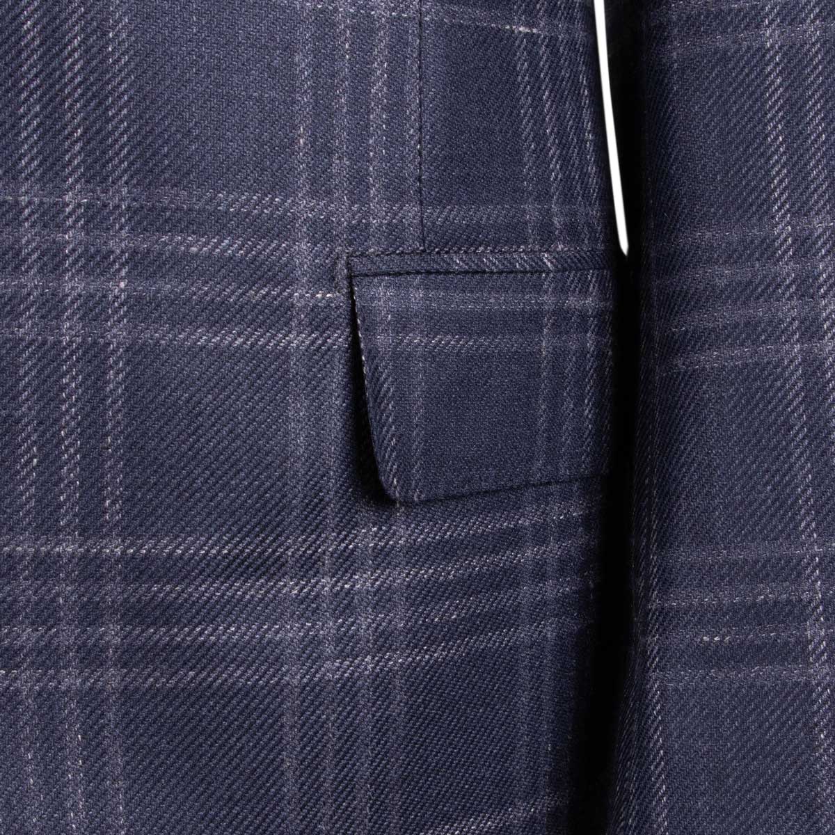 Navy Check Wool, Silk & Linen Jacket Robert Old