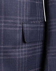 Navy Check Wool, Silk & Linen Jacket Robert Old