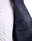 Navy Check Wool, Silk & Linen Jacket Robert Old