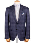 Navy Check Wool, Silk & Linen Jacket Robert Old