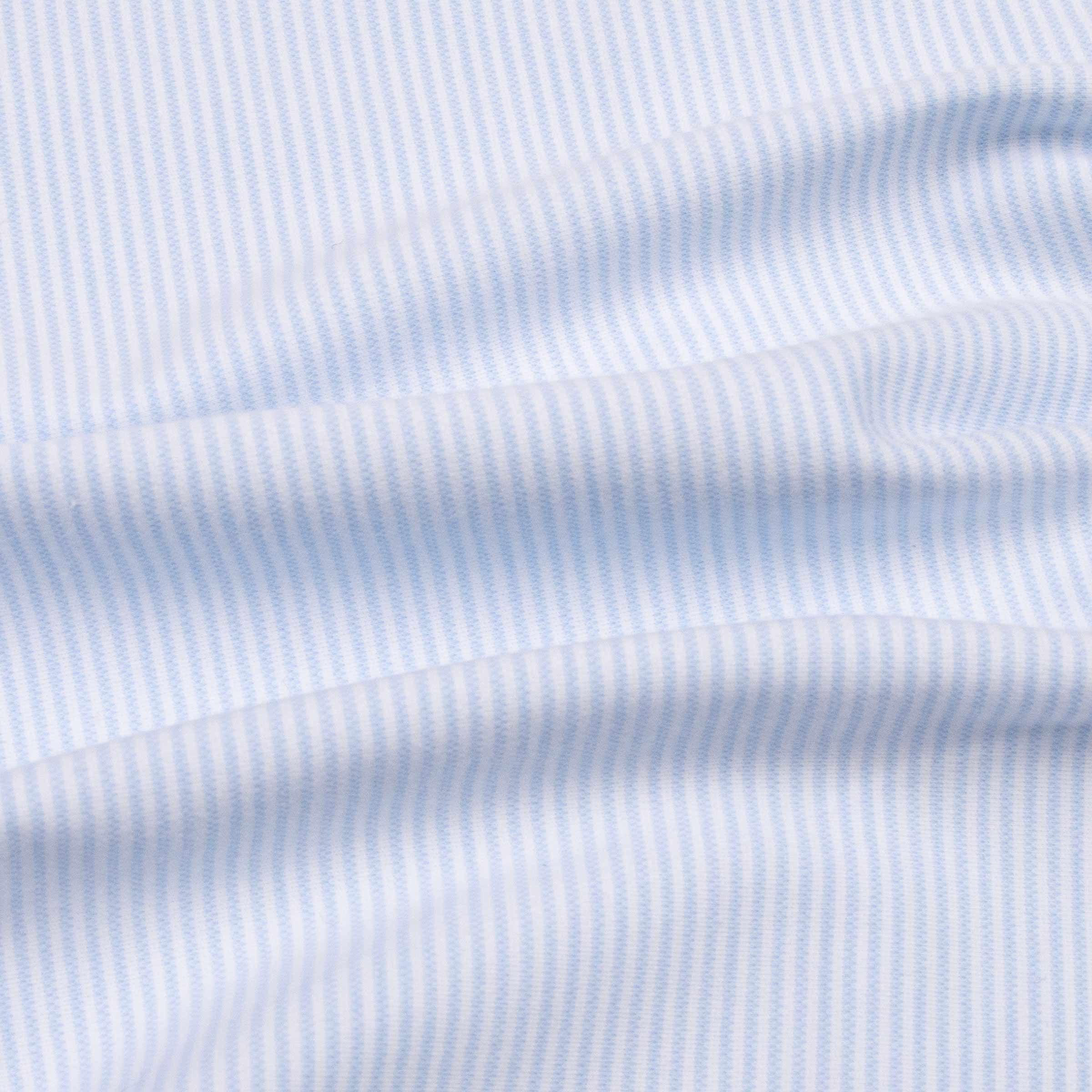 Light Blue Stripe Jersey Stretch Long Sleeve Shirt L/S SHIRTS FEDELI