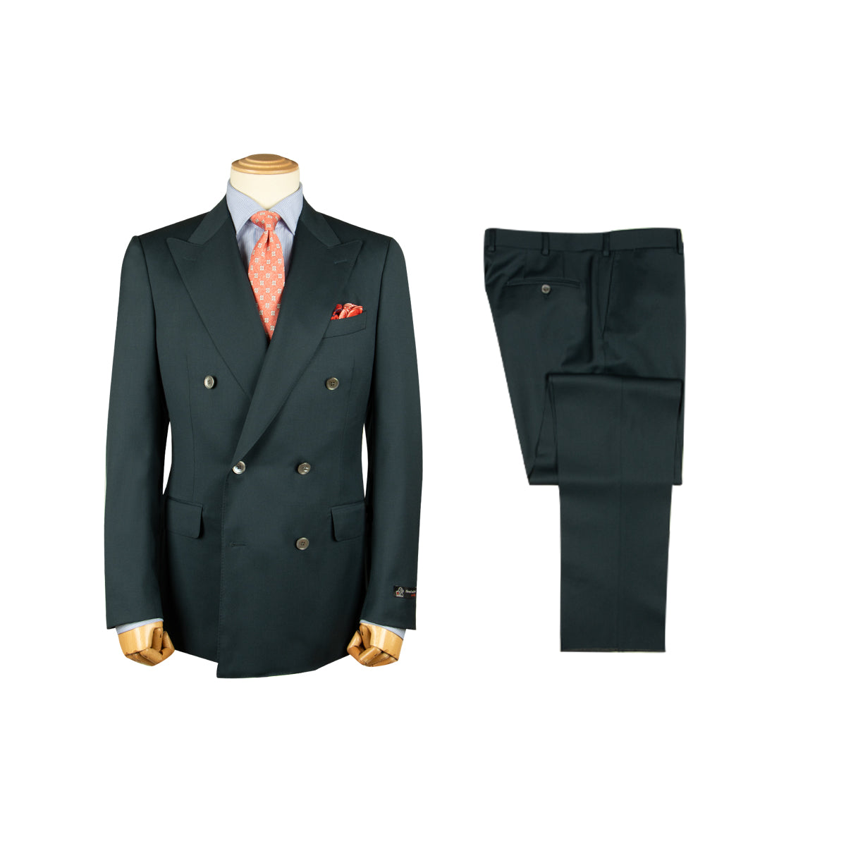 Petrol Blue Double-Breasted Wool Suit