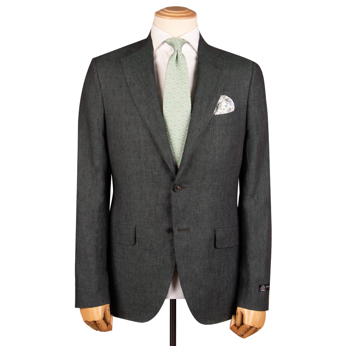 Dark Green Pure Linen Unlined Suit SUITS Robert Old