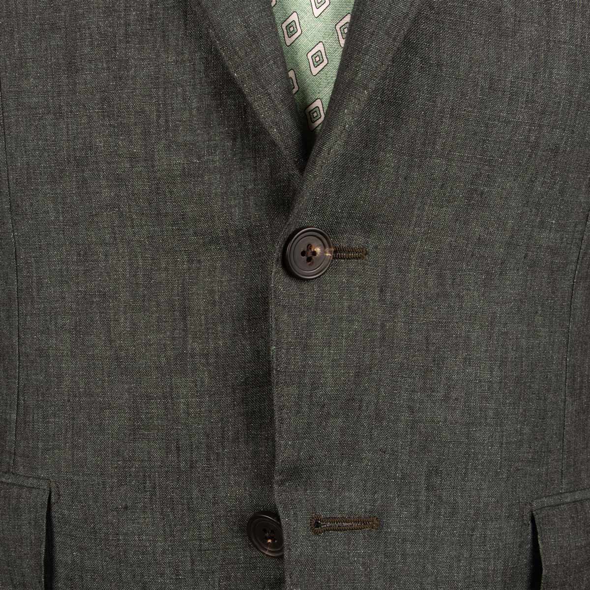 Dark Green Pure Linen Unlined Suit SUITS Robert Old