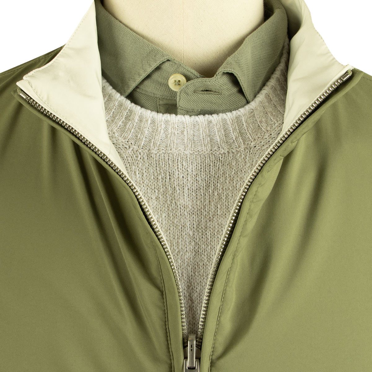 Olive Green and Cream Ted Airstop Reversible Jacket BLOUSONS FEDELI