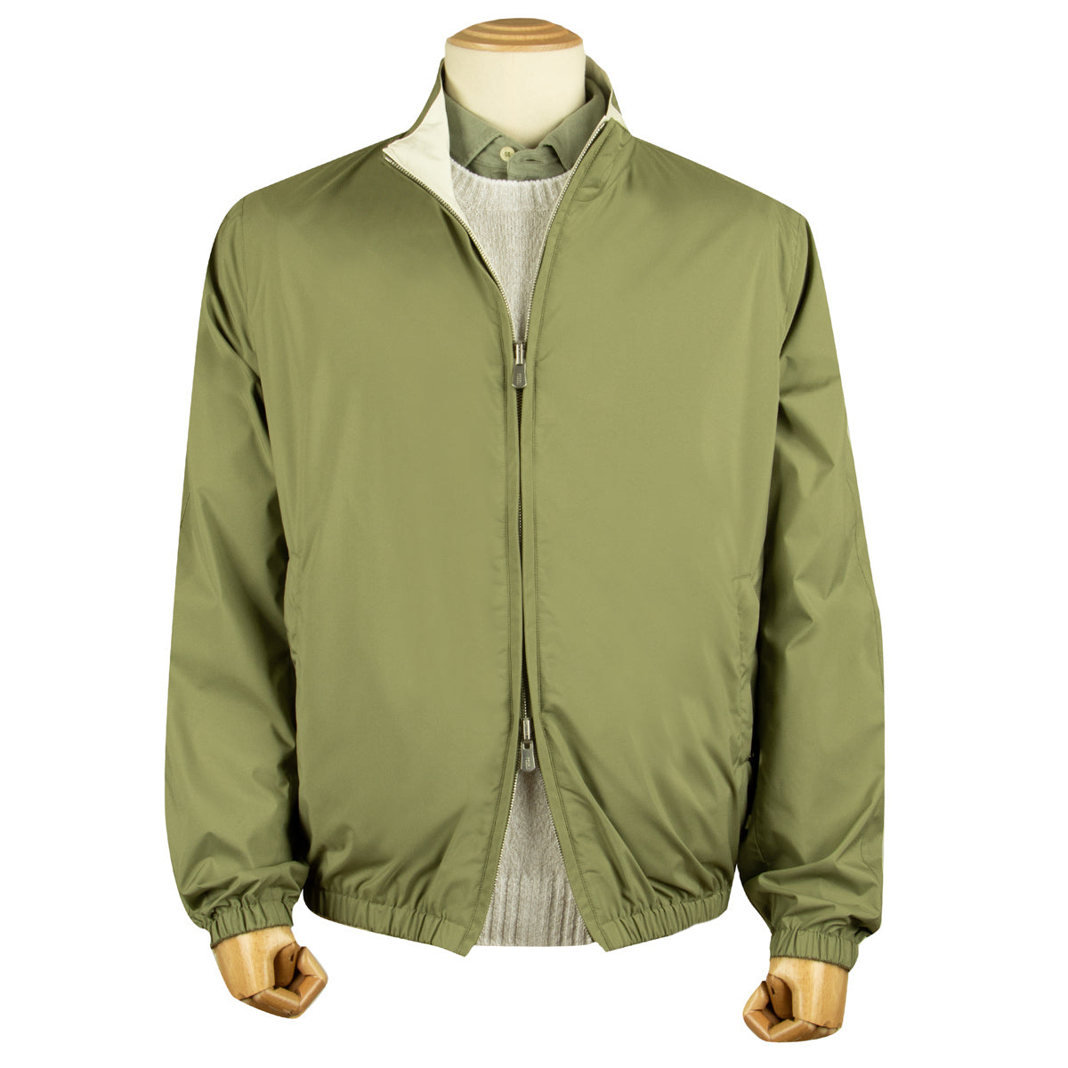 Olive Green and Cream Ted Airstop Reversible Jacket BLOUSONS FEDELI