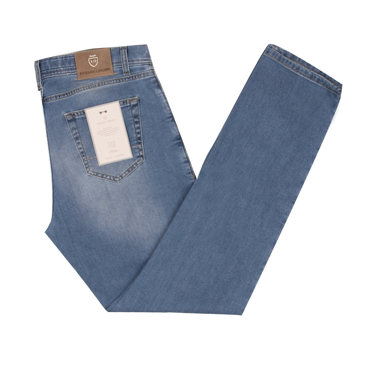 Light Wash Denim &#39;Milano&#39; Regular Fit Jeans JEANS Richard J Brown