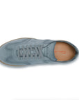 Dusty Blue Double Buckle Oly Suede Sneaker SHOES Santoni