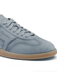 Dusty Blue Double Buckle Oly Suede Sneaker SHOES Santoni