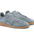 Dusty Blue Double Buckle Oly Suede Sneaker SHOES Santoni