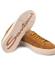 Tan Suede Double Buckle Sneaker SHOES Santoni