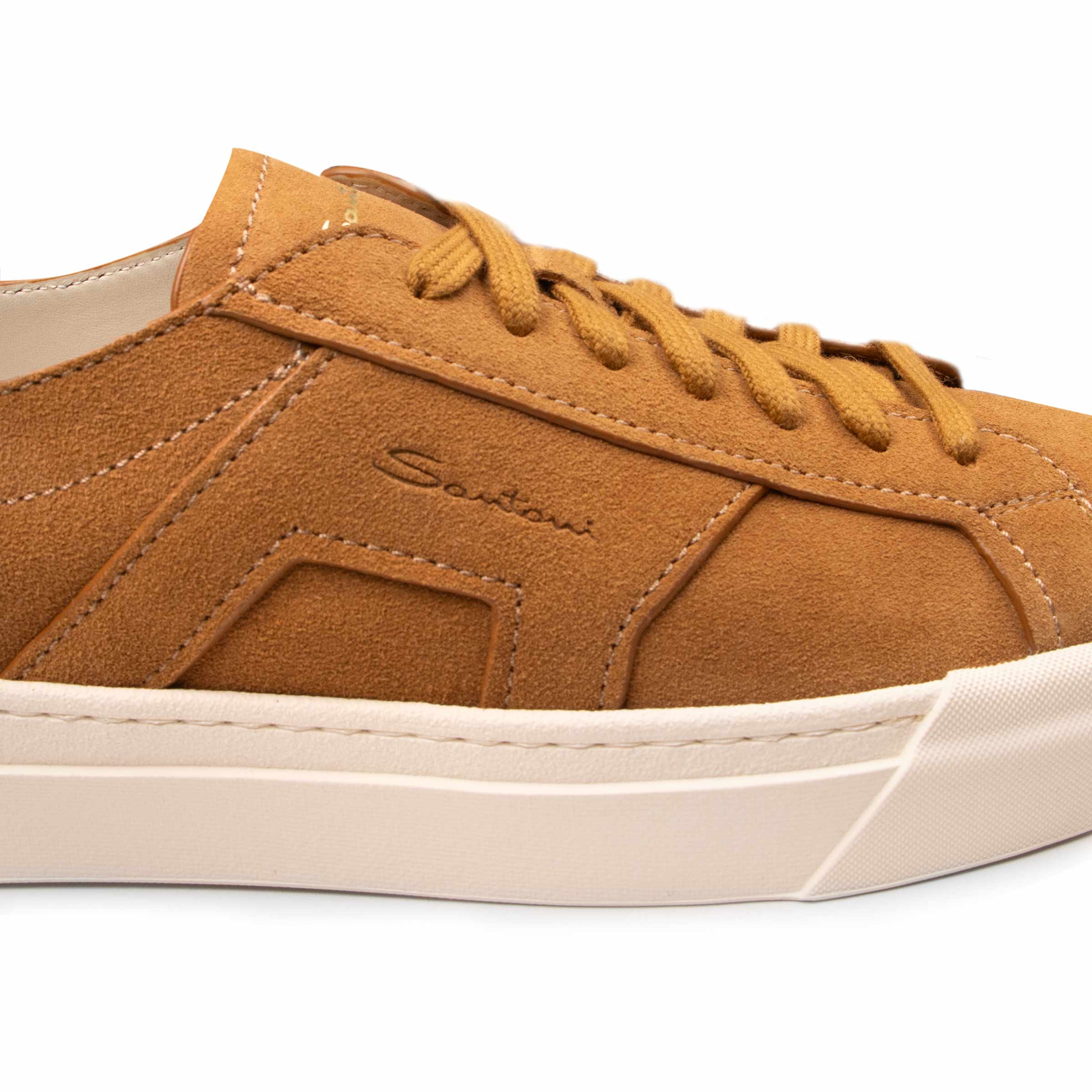 Tan Suede Double Buckle Sneaker SHOES Santoni