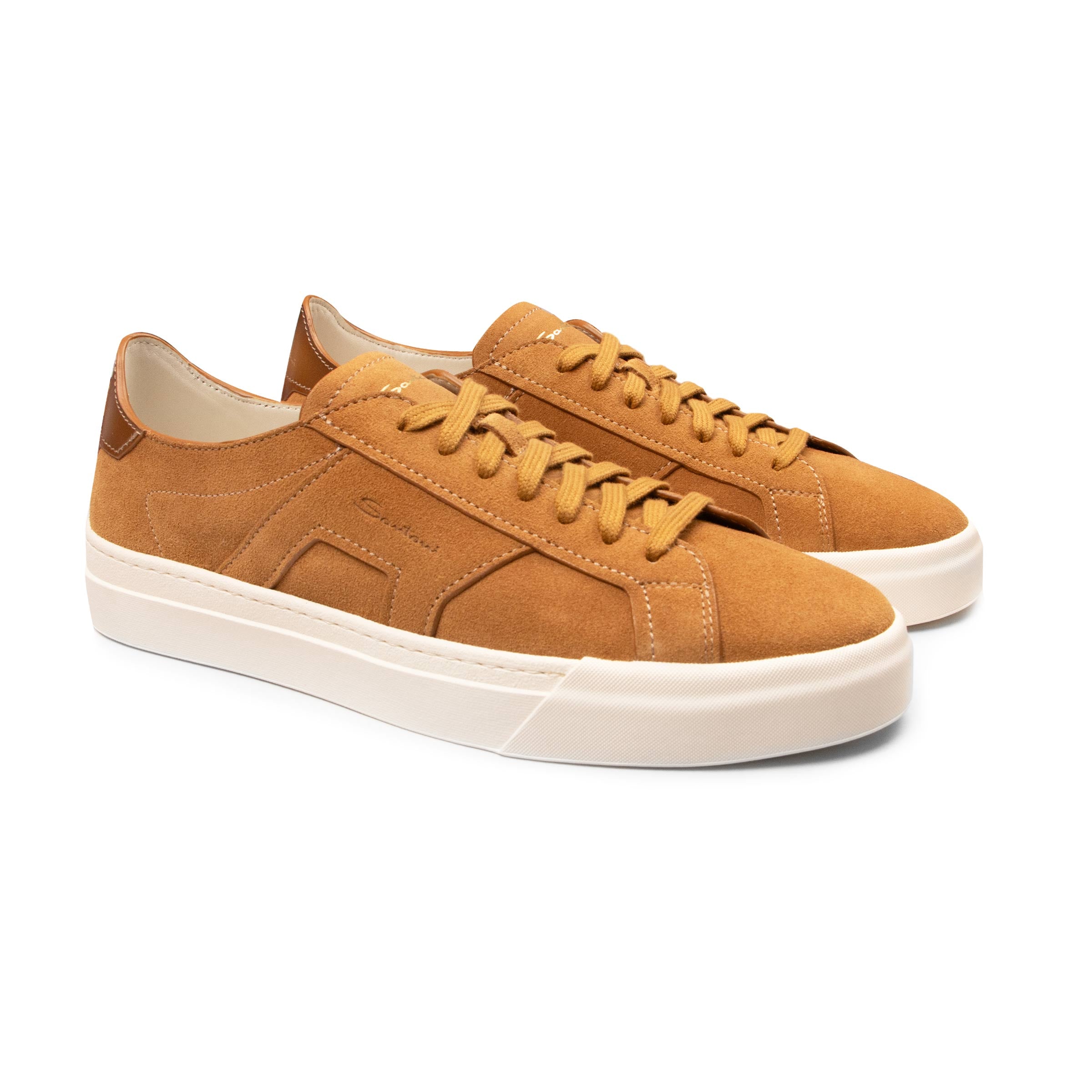 Tan Suede Double Buckle Sneaker SHOES Santoni