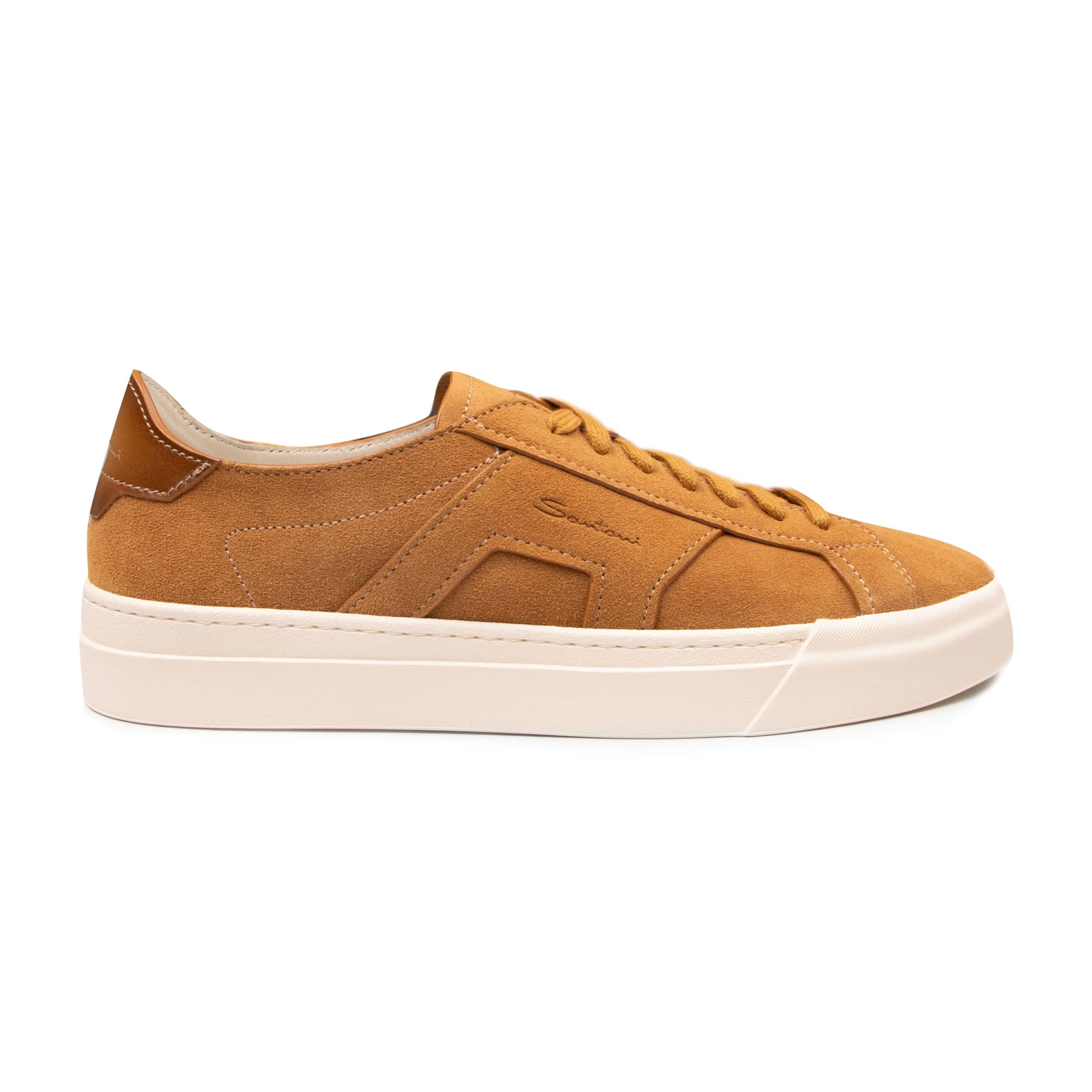 Tan Suede Double Buckle Sneaker SHOES Santoni