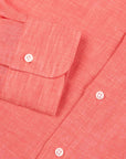 Peach Orange Italian Linen Long Sleeve Shirt