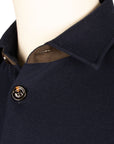 Dark Blue 'Meyer' Virgin Wool Knitted Overshirt KNITWEAR MooRER