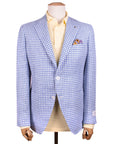 Blue Houndstooth 100% Linen Jacket JACKETS Belvest   