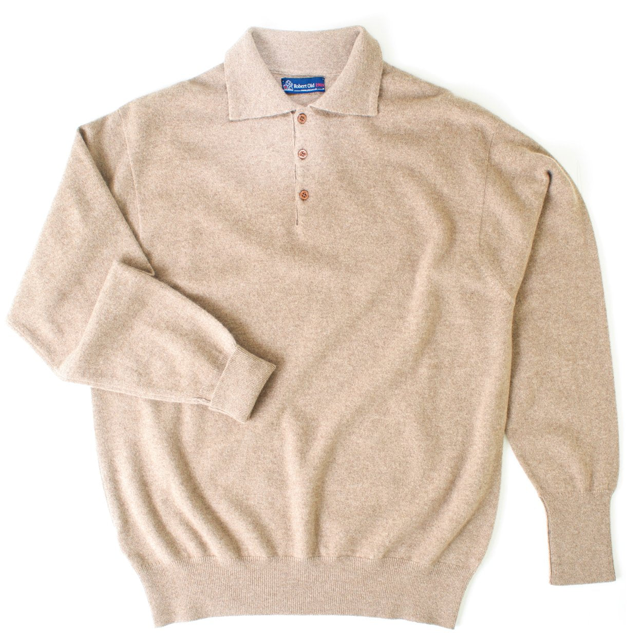 Linen Oban 3 button 2ply Cashmere Polo Sweater  Robert Old Linen UK 40" 