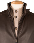 Dark Brown Bomber Style Deerskin Leather Jacket