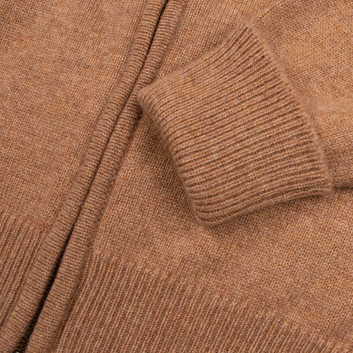 The Barra 4ply Full Zip Cashmere Cardigan - Savannah/Hessian CASHMERE Robert Old