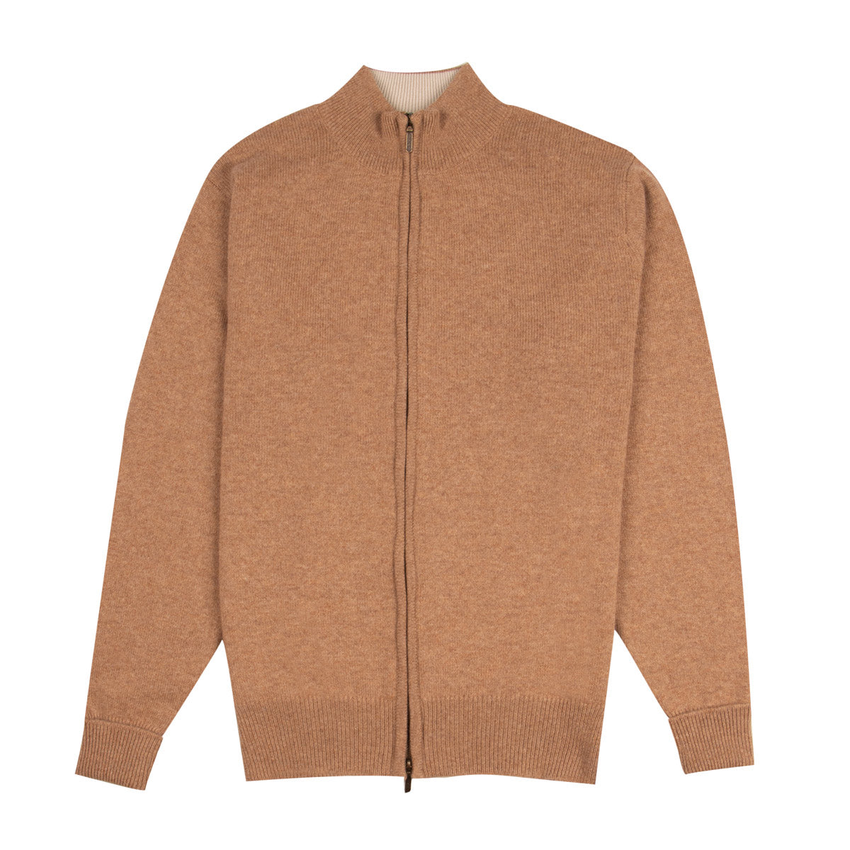 The Barra 4ply Full Zip Cashmere Cardigan - Savannah/Hessian CASHMERE Robert Old