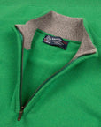 The Bowmore 1/4 Zip Neck Cashmere Sweater - Grasshopper Green CASHMERE Robert Old