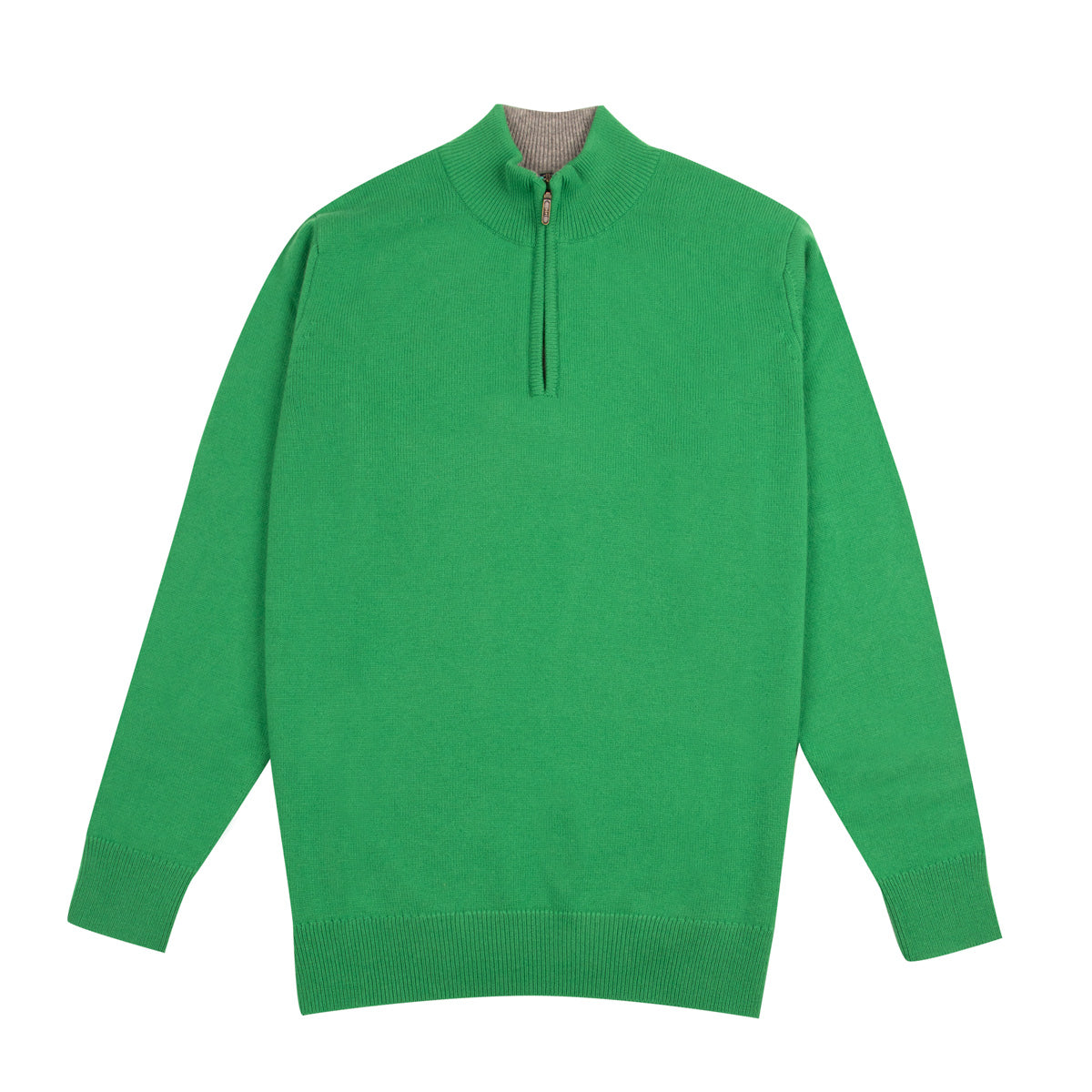 The Bowmore 1/4 Zip Neck Cashmere Sweater - Grasshopper Green CASHMERE Robert Old