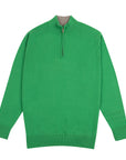 The Bowmore 1/4 Zip Neck Cashmere Sweater - Grasshopper Green CASHMERE Robert Old