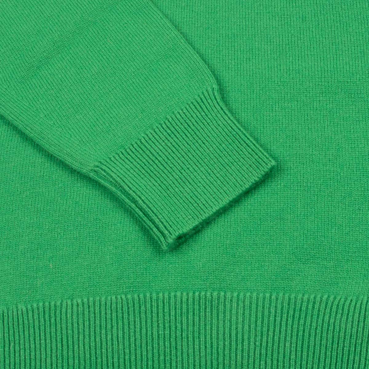 The Bowmore 1/4 Zip Neck Cashmere Sweater - Grasshopper Green CASHMERE Robert Old