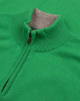 The Bowmore 1/4 Zip Neck Cashmere Sweater - Grasshopper Green CASHMERE Robert Old