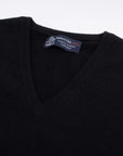 Black Chatsworth 2ply V-Neck Cashmere Sweater Robert Old