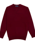 Claret Red Chatsworth 2ply V-Neck Cashmere Sweater Robert Old