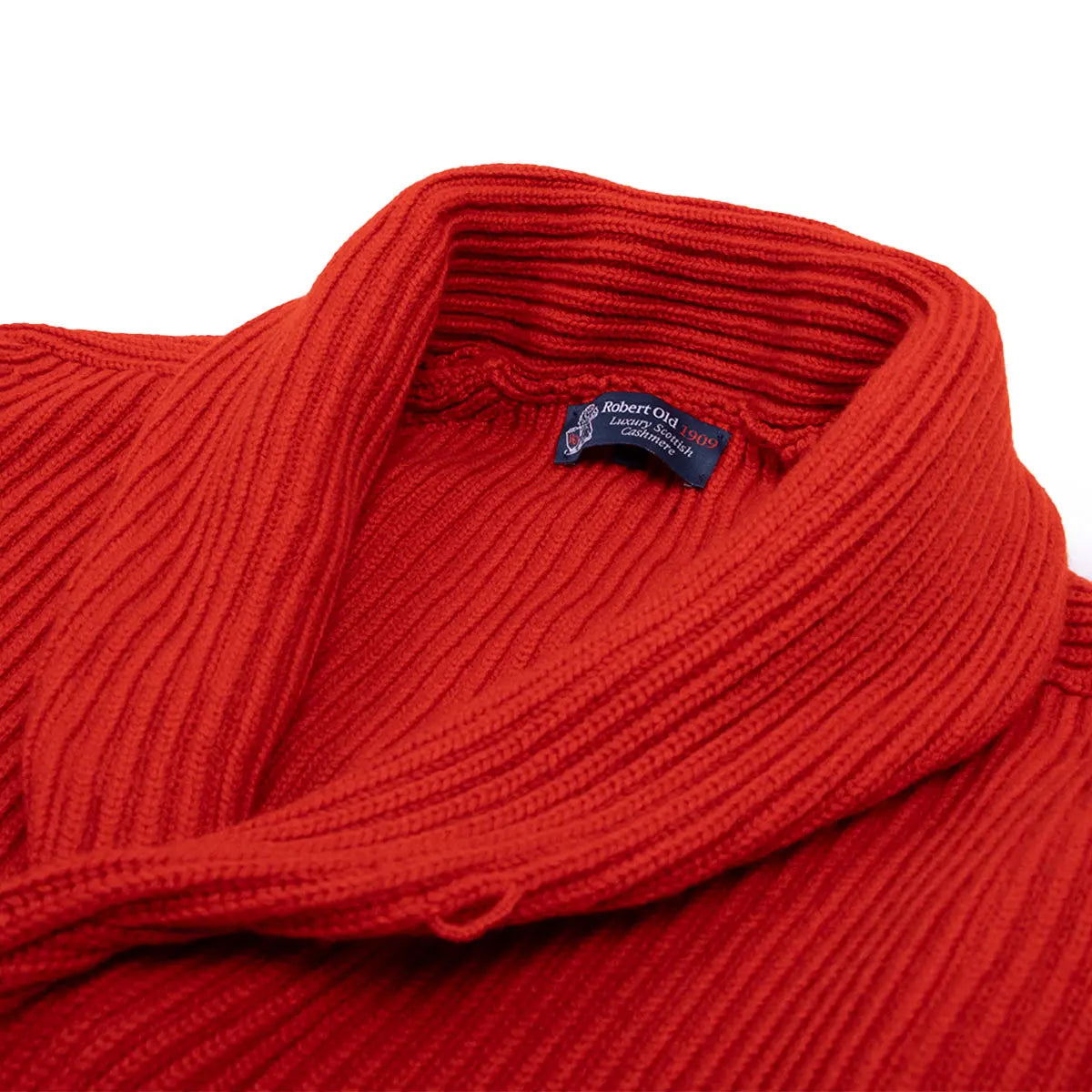 Chilli Red Colonial 8ply Cashmere Shawl Cardigan CASHMERE Robert Old