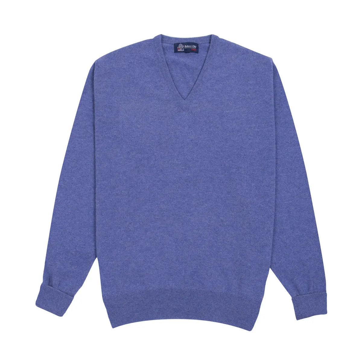 Lapis Blue Chatsworth 2ply V-Neck Cashmere Sweater Robert Old