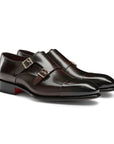 Brown Double-Buckle Leather Shoes