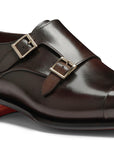 Brown Double-Buckle Leather Shoes