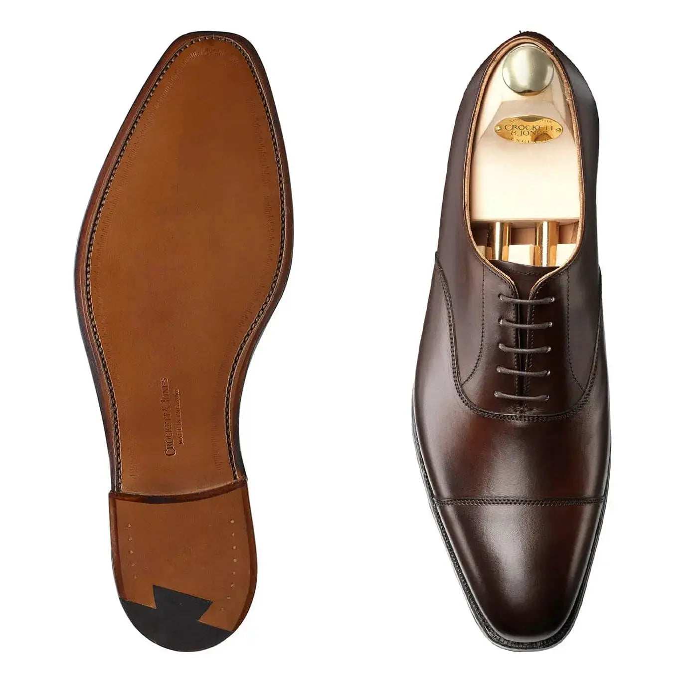 Hallam Brown Dark Calf Oxford Shoes - E Fitting  Crockett & Jones   