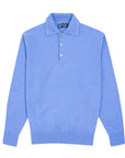 Isfahan Blue Balvenie 3 Button 4ply Cashmere Polo Sweater Robert Old