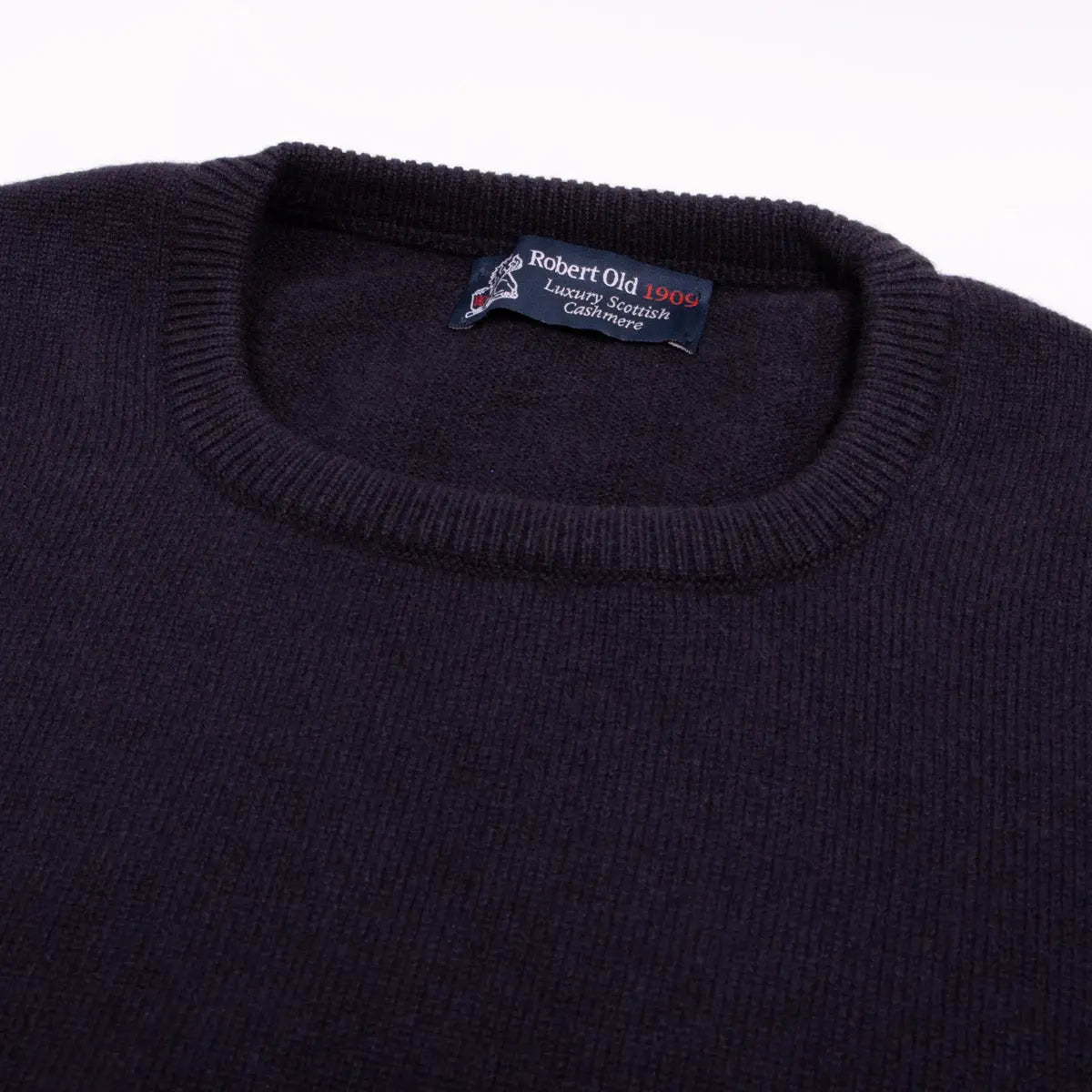 Dark Navy Tiree 4ply Crew Neck Cashmere Sweater CASHMERE Robert Old