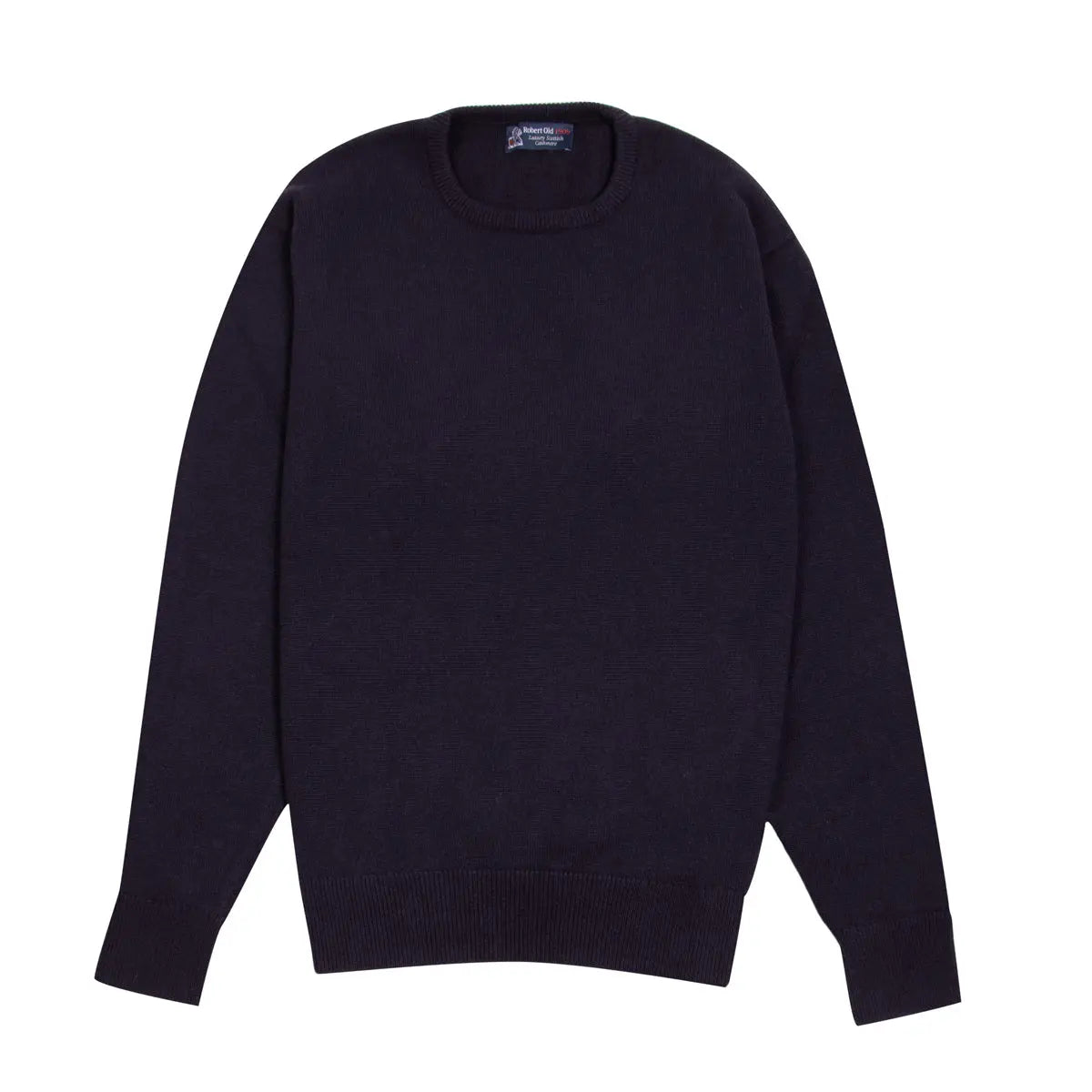 Dark Navy Tiree 4ply Crew Neck Cashmere Sweater CASHMERE Robert Old