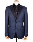 Black & Blue Chevron Wool Jacquard Tuxedo Jacket