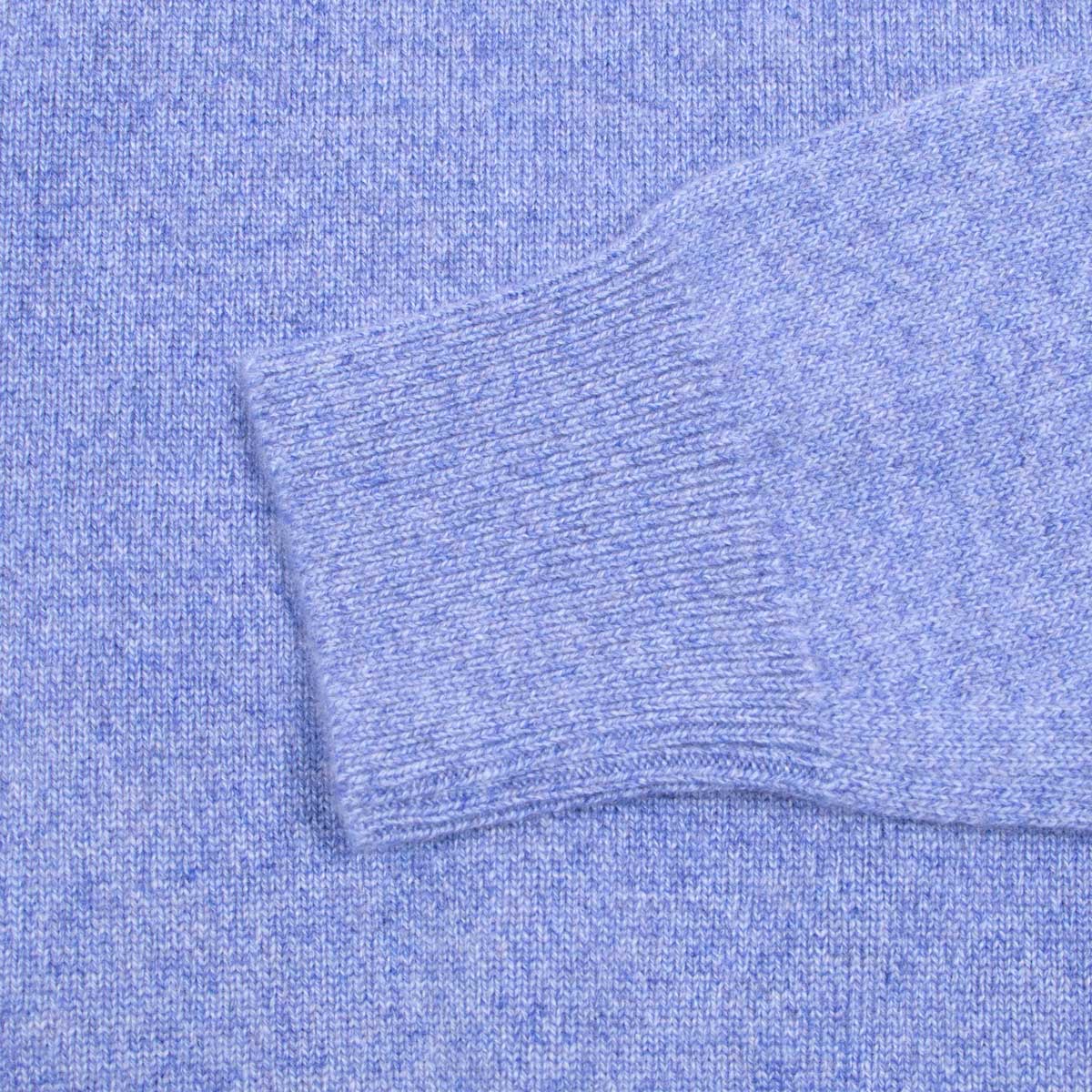 Blue Melange Balvenie 3 Button 4ply Cashmere Polo Sweater Robert Old