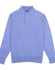 Blue Melange Balvenie 3 Button 4ply Cashmere Polo Sweater Robert Old