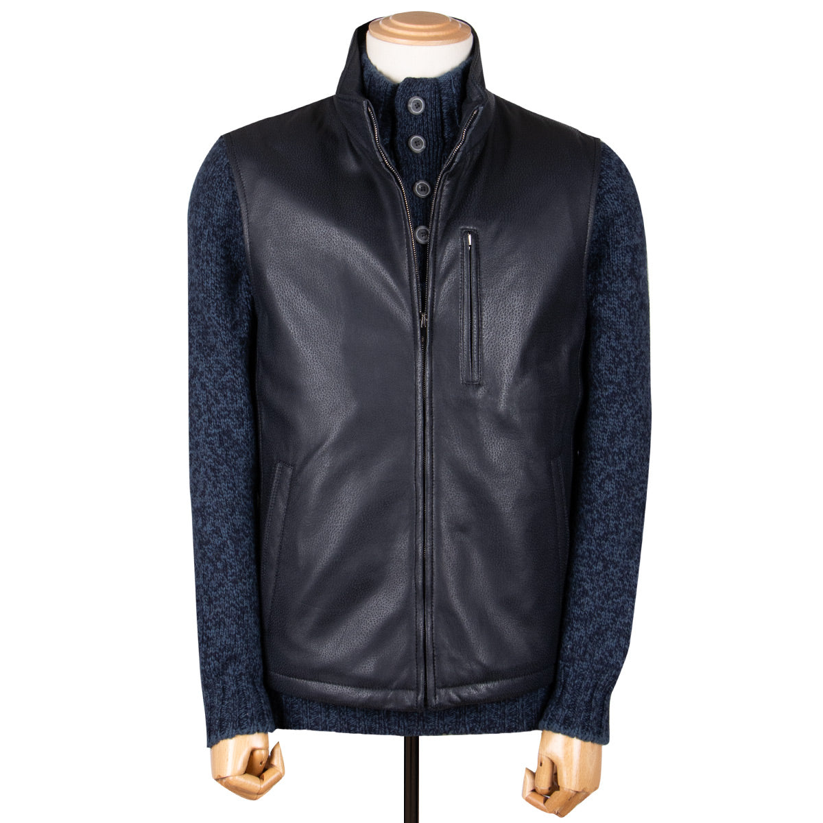 Midnight Blue Calf Leather Gilet LEATHERS Robert Old