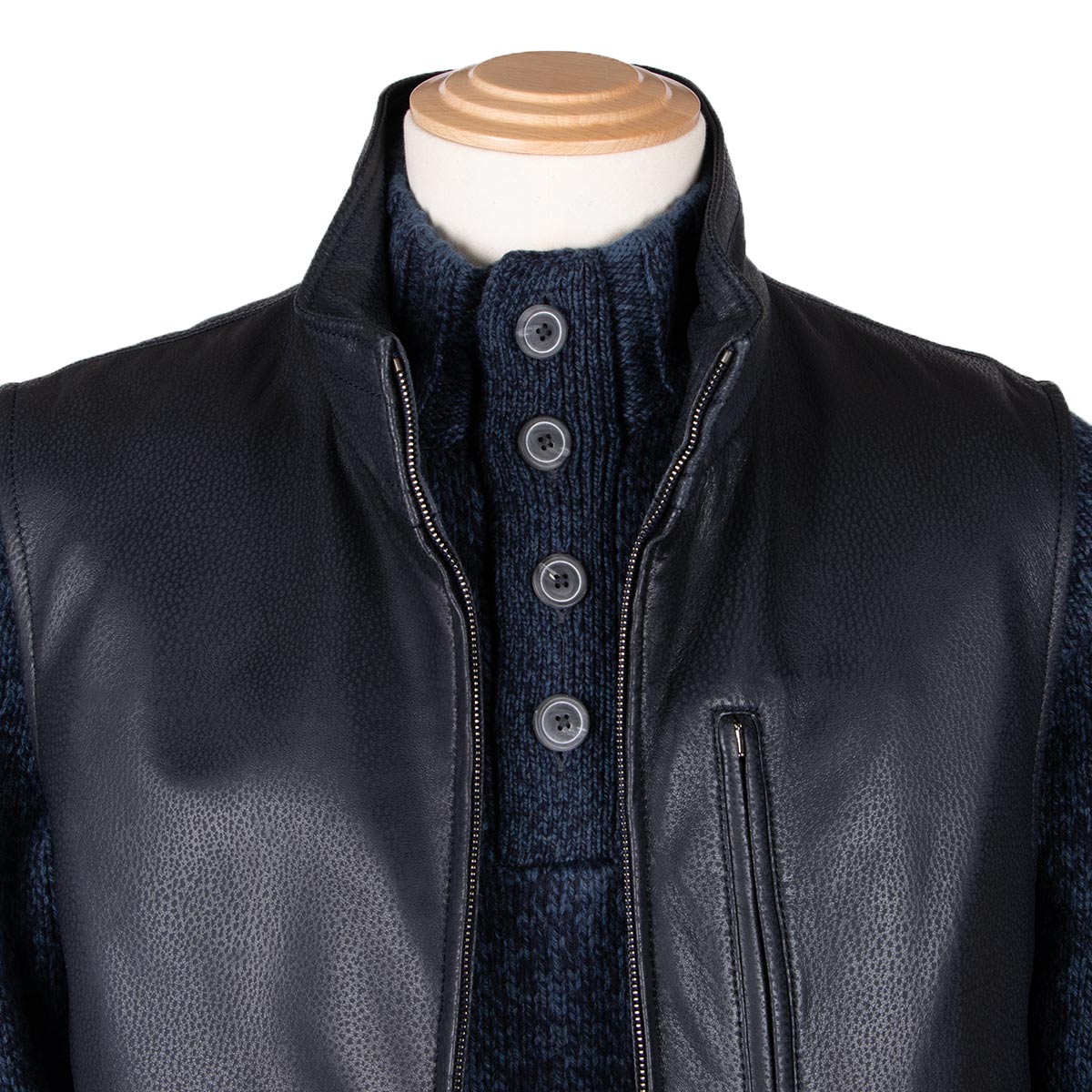 Midnight Blue Calf Leather Gilet LEATHERS Robert Old