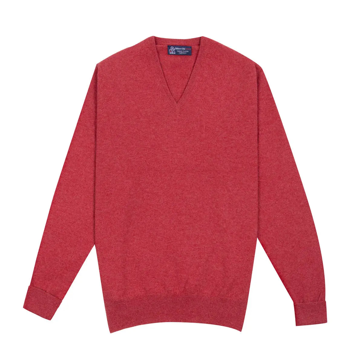 Poppy Melange Chatsworth 2ply V-Neck Cashmere Sweater Robert Old
