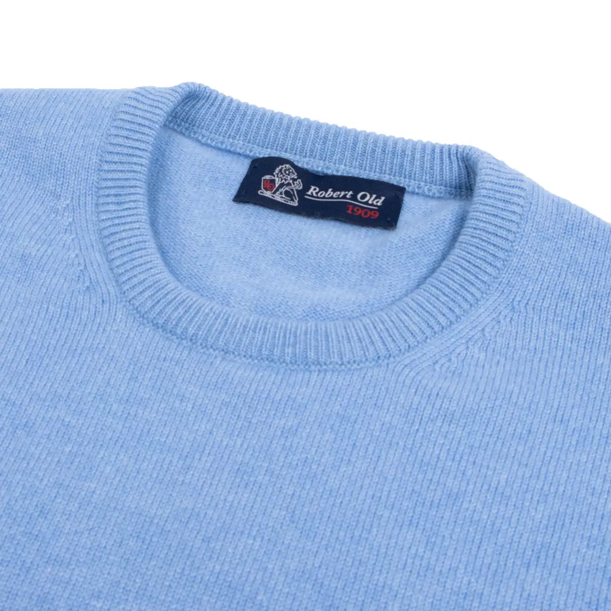 Blue Haze Tiree 4ply Crew Neck Cashmere Sweater Robert Old