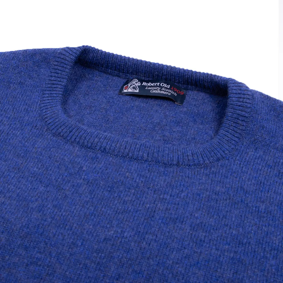 Electric Indigo Tiree 4ply Crew Neck Cashmere Sweater Robert Old