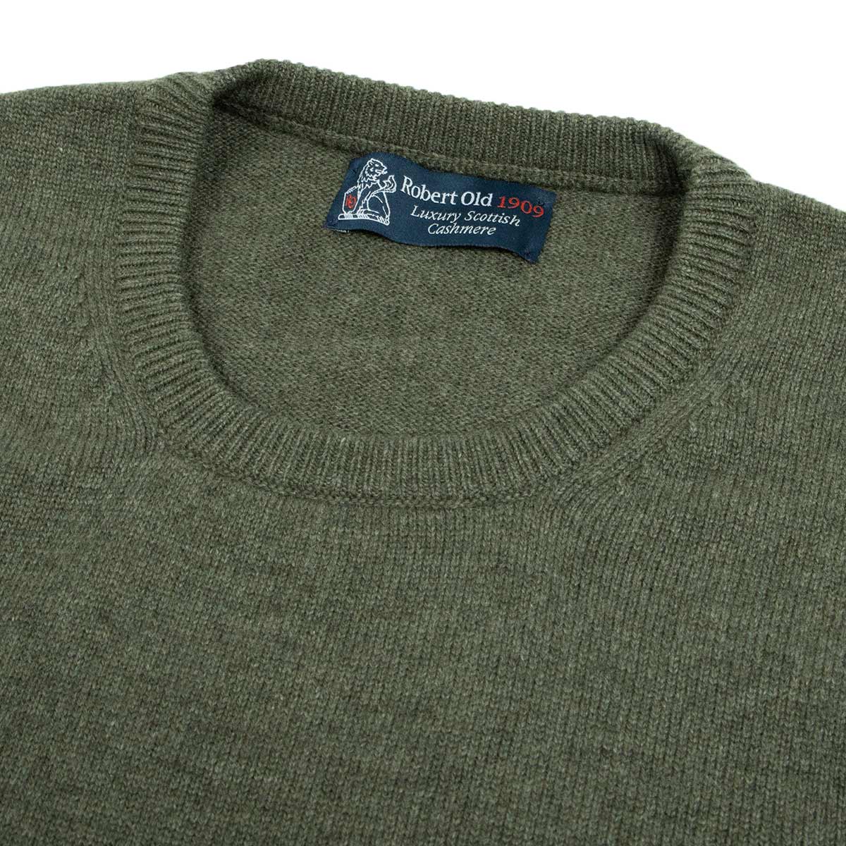 The Tiree 4ply Crew Neck Cashmere Sweater - Loden Mix CASHMERE Robert Old